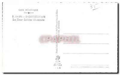 Saint-Servan — A Torre Solidor iluminada — Foto Real, editor M. Guérin, n° P.14.591 — Verso
