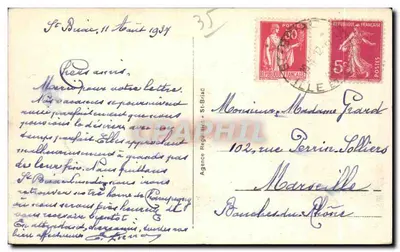 St-Briac - Ponta da Guarda Guérin — Bilhete postal antigo n°21, editor não visível — Verso