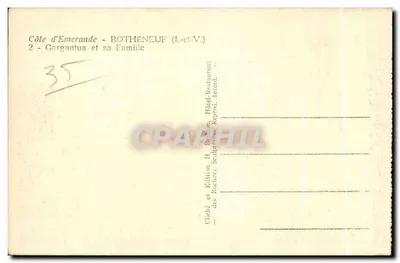 Côte d'Émeraude — Gargantua i jego rodzina — Wydawnictwo H. ROTHÉNEUF — Rewers