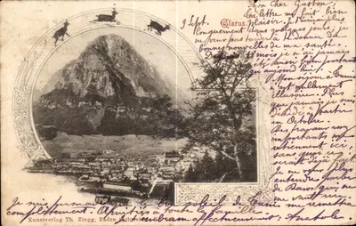 Bilhete postal antigo Suiça Glarus Kunstverlag Th Zingg Baden