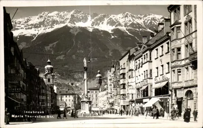 Innsbruck — Maria Theresien Straße com montanhas nevadas — A. & Künz, Photolager, Innsbruck