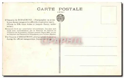 Ossuarium w Douaumont — Oficjalna inauguracja — Wydawnictwo Verdun — Rewers