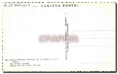 Valladolid — Façada katedry św. Pawła — Wydawca nieznany, n° 91 — Rewers