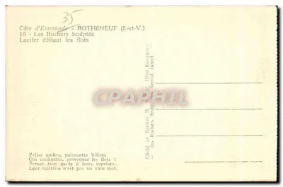 Côte d'Emeraude - ROTHÈNEUF (I.-et-V.) — Os Rochos Esculpidos — Lucifer desafiando as ondas — Verso