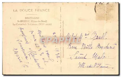 Katedra św. Etienne — St-Brieuc (Côtes-du-Nord) — Wydawca Yvon, nr 7 — Rewers