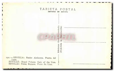 Sevilha: Porta do Leão — das Edições Garcilarrabella, n° 150 — Verso