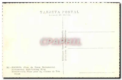 Madryt — Plac Areny Monumentalnej — Wydawnictwo García y Rrabella, nr 92 — Rewers