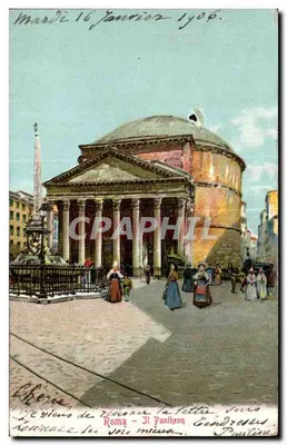 Rzym — Pantheon — widok z placu z obeliskiem — Mario Caserini, Rzym