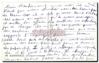 Saint-Jean-de-Luz — A Digue-Promenade — Editor Barbérouss - n° 312 — Verso