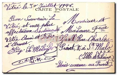 Vitré (Ille-et-Vilaine) — Pomnik Upamiętniający Zmarłych — A.B. — Rewers