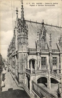 Rouen — Palácio de Justiça — Fachada e Escada da Rue-aux-Juifs
