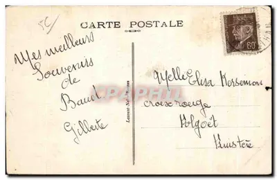 Bilhete postal antigo Baud (Morbihan) Fontaine dela Clarte — Verso