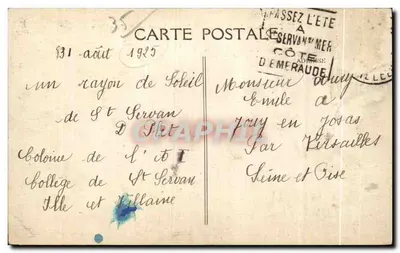 St-Malo — Le Tombeau de Chateaubriant sur le Grand Bey — A. Lamite, Editeur, Ropner — Verso