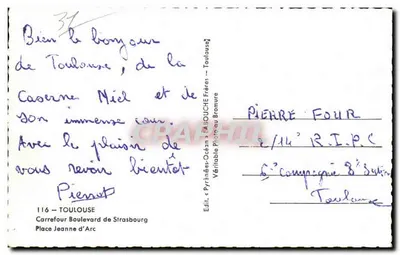 Place Jeanne d'Arc, Toulouse — widok z rogu bulwaru Strasbourg — wydawca Labouche Frères — Rewers