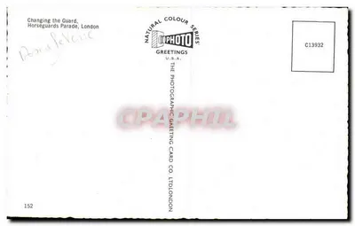 Zmiana straży, Parade Horseguards, Londyn — seria koloru naturalnego, C13932 — Rewers