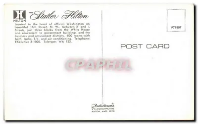 Hotel Statler Hilton — Washington D.C. — Plastichrome by Colourpicture — Rewers
