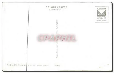 Widok portu w Lyme Regis — widok z wysokiej klifu — wydawca Colourmaster International — Rewers