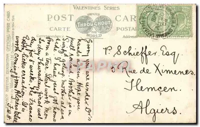 H.M. Rei Eduardo VII. e o Presidente Fallières em aldeia irlandesa, Exposição Franco-Britânica — Série Valentine — Verso