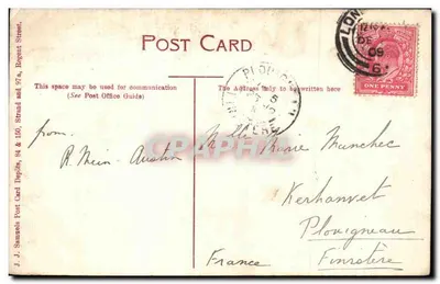 Mansion House, London — bâtiment classique avec voitures à cheval — éditeur J. J. Samuels Post Card Depot — Achterkant