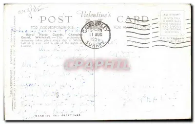 Royal Horse Guards, zmiana straży, Whitehall, Londyn — Silveresque, nr 72306 — Rewers