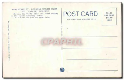 Rua Peachtree, vista para norte a partir do Candler Bldg. — Atlanta, GA — Imperial Post Card Co. — Verso