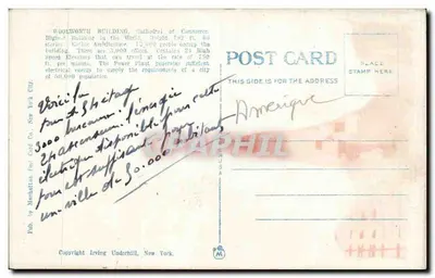 Woolworth Building, Nowy Jork — Wydawca Irving Underhill, nr 20743 — Rewers