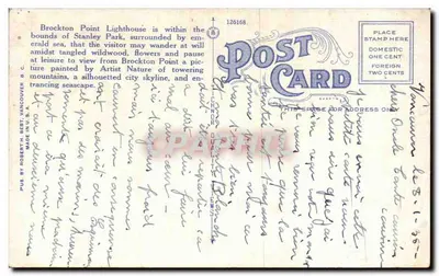 Brockton Point Lighthouse, Vancouver, British Columbia — editore Robert H. Best, n° 14 — Verso