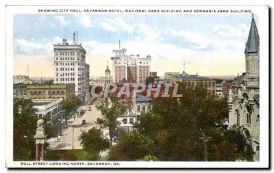 Bull Street Olhando para o Norte — Savannah, GA — editor desconhecido, n° de série R-4778