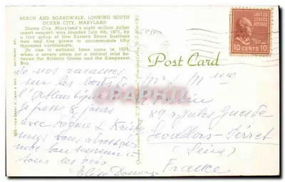 Praia e passeio em Ocean City — Maryland — editor The Harry P. CANN & BRO. Co. n°105 — Verso