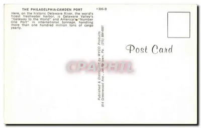 Philadelphie-Camden Port — widok z lotnictwa — wydawca WYCO Products, nr 306-B — Rewers