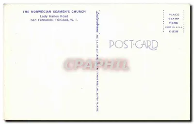 Kościół Morskich Norwegów — Lady Hailes Road, San Fernando, Trynidad i Tobago — wydawca: Tustenhome, Boston — Rewers