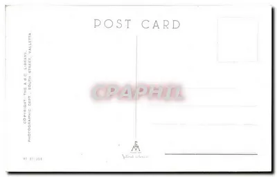 Piękna bay - Birzebbugia - Malta — widok portu z rybakami — wydawca A.B.C. Library, Valletta — Rewers