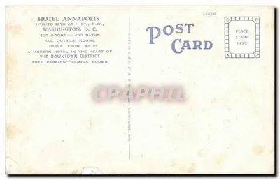 Hotel Annapolis — Washington D.C. — editor E.C. Kohler Co., Milwaukee Wis. — Verso