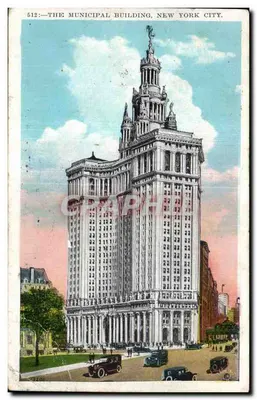 O Edifício Municipal, Nova York — editor Post Card Co., n° 512, Vol. K