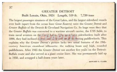 Greater Detroit — navio a vapor — editor desconhecido, n° 37 — Verso