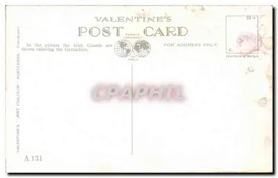 Irish and Grenadier Guards no Palácio de Buckingham — Valentine's Art Colour Postcards A 131 — Verso