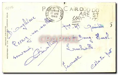 Bilhete postal antigo Bournemouth The Cloisters promenade — Verso