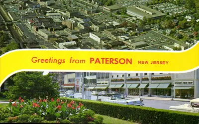 Paterson, Nova Jersey — vista aérea e rua comercial — The Schobler Co., Paterson N.J., n° 81586