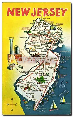 Carta postal ilustrada de New Jersey — Editor Christie McFall, n° 57820