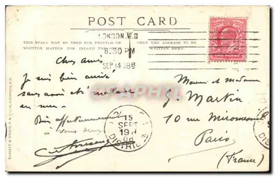 Stara pocztówka Francusko-Brytyjska Wystawa w Londynie 1908 — Rewers