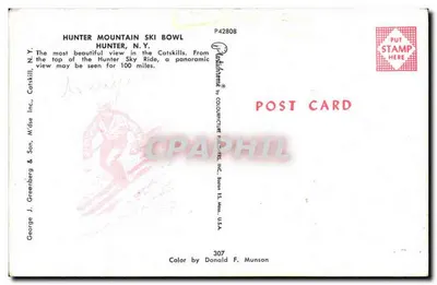 Hunter Mountain Ski Bowl — Hunter, N.Y. — George J. Greenberg & Son, M'dse Inc. — Verso