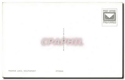 Lago Marinho, Southport — vista do lago com ponte e barco — PT19349 — Verso