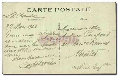 Statek rybacki uciekający przed burzą — seria 34 — Arraud et Nozais, Nantes — Rewers