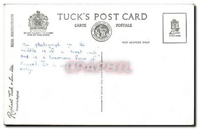Douglas, I.O.M. — vista panorâmica com farol, promenade, jardim e carruagem a cavalo — Tuck's Post Card n° I.O.M. 136 — Verso