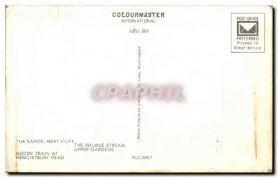 Bournemouth — praia, trem de miniatura e cascata — Coloumaster International, série BGU 361 — Verso