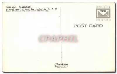Charmouth — praia e vila — Plastichrome — Verso