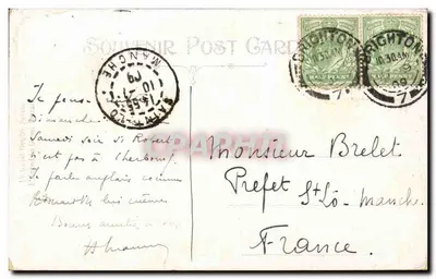King's Road, Brighton — wizja promenady i portu — Souvenir Post Card — Rewers