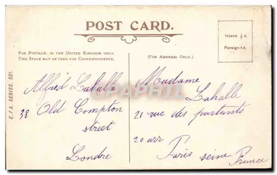 Albert Hall — Londres — E.F.A. Series 521 — Verso