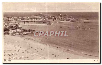 St. Ives — vista aérea da praia e do porto — série Solagraph de E.A. Sweetman & Son, Tunbridge Wells