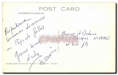 Pociąg miniaturalny w Fairbourne — Barmouth — wydawca Fairbourne Miniature Railway — Rewers
